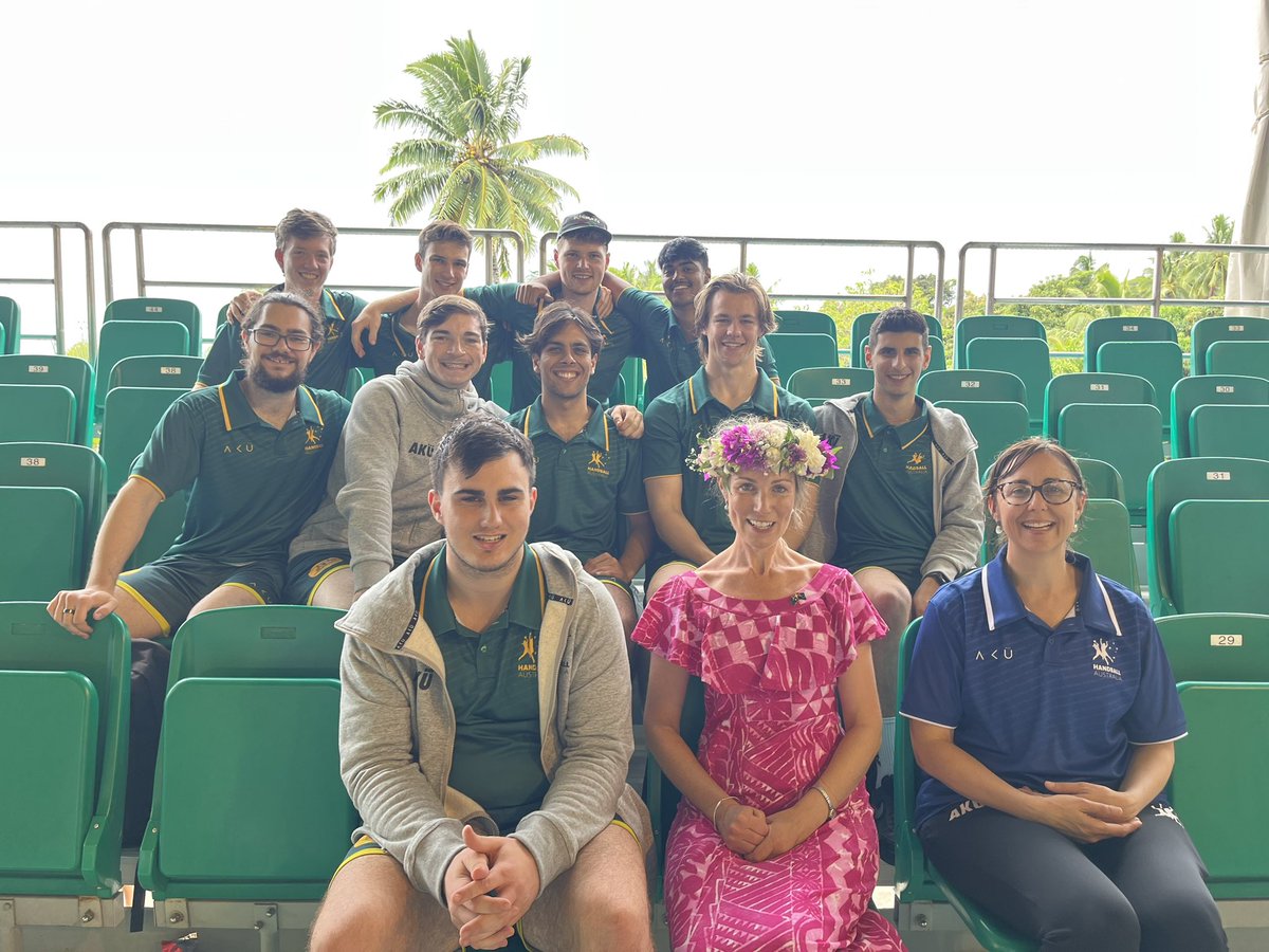 NicoleLessio's tweet photo. So thrilled that Ruth from @AusHCCI could join the Australian Junior Men’s team to cheer on the Youth side at the Oceania Handball Challenge Trophy at Telecom Arena today! Thanks for joining us all! https://t.co/xgJu73fE4G