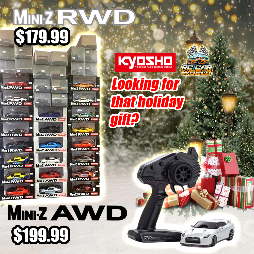 Looking for that holiday gift?
Mini-Z RWD $179.99
Mini-Z AWD $199.99
Buy here: rccw.us/miniz
#RcKyosho #RcMiniZ #RcAWD #RcRWD #RcHolidayGift #RcChristmas #RcCarWorld
