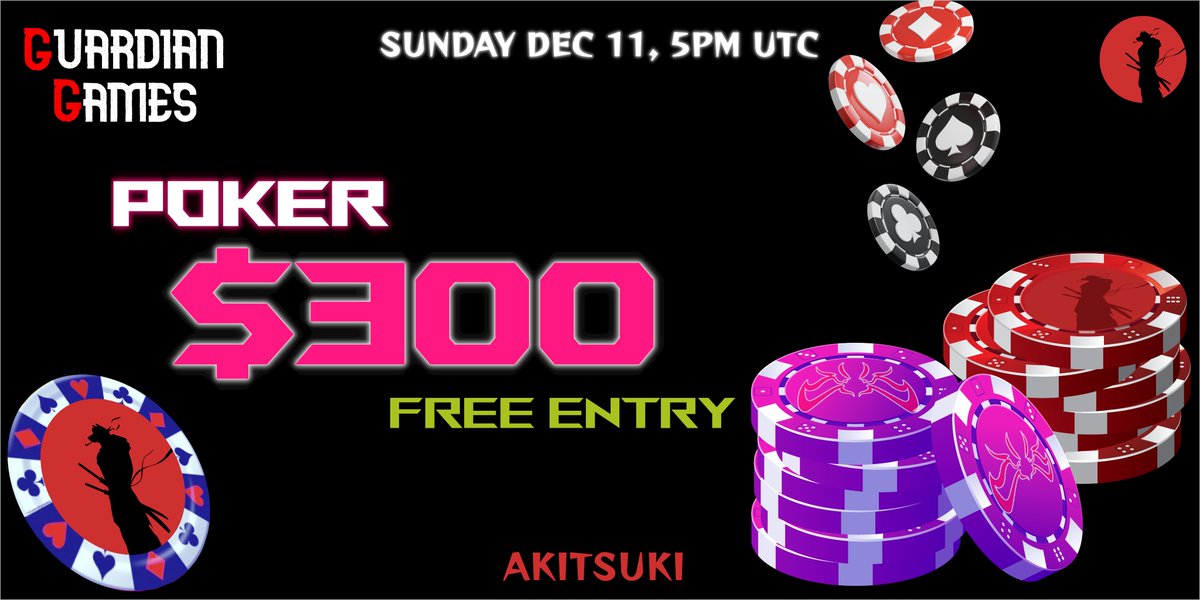Poker Sunday♦️♥️
December 11, 5PM UTC
On pokernow.club

💸FREE ENTRY for ALL
💰$300 CASH PRIZE
🔥300 players max

$AKI Holders earn more as usual!

Link posted on discord sunday at 3PM UTC!👇
discord.gg/TWAQVUPdvu
Be ready!
#FreeRoll #pokeronline #Akitsuki #PlayToEarn