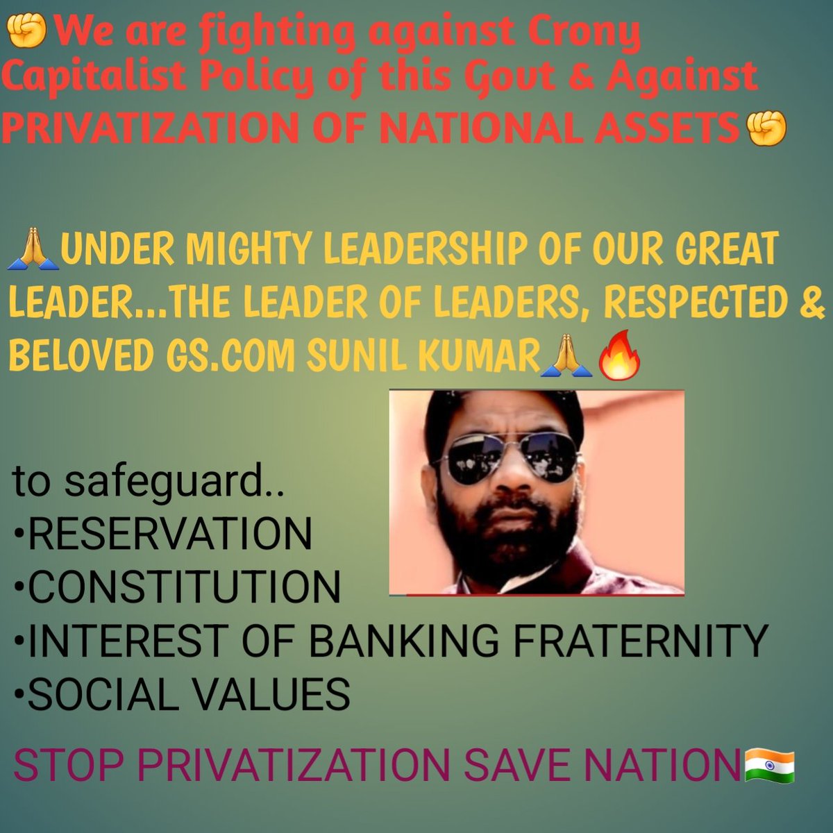 Saurabh20210904's tweet photo. @SunilKu92687431 Along with rate hike for balancing of economic growth as well as inflation,one more X factor is Nationalisation of more Pvt institute so that they can work only in direction of country growth instead of individual growth.
#Stop_Privatisation_Start_Nationalisation
#Country_First https://t.co/uQslZaj5Er