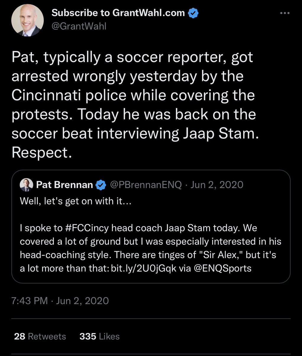 PBrennanENQ's tweet photo. I don’t have a ton of intimate Grant Wahl stories but the one I have is super-meaningful to me. Fallout from a horrific moment in my life and desperately trying to tread water. Grant pops up on my TL w/ this. I was flying after that. Priceless gift. Meant everything. Legend. https://t.co/2icKzmGaOp
