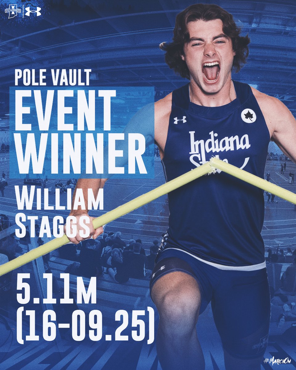 IndStXCTF's tweet photo. Clean sweep of the podium in the men's PV!

𝐌𝐄𝐍'𝐒 𝐏𝐎𝐋𝐄 𝐕𝐀𝐔𝐋𝐓
🥇 @WillStaggs3 - 5.11m/16-09.25 (meet record)
🥈 Daniel O'Laughlin - 4.51m/14-09.50
🥉 Parker Speth - 4.51m/14-09.50

#MarchOn | #StayRooted https://t.co/7V8BnW9gE3