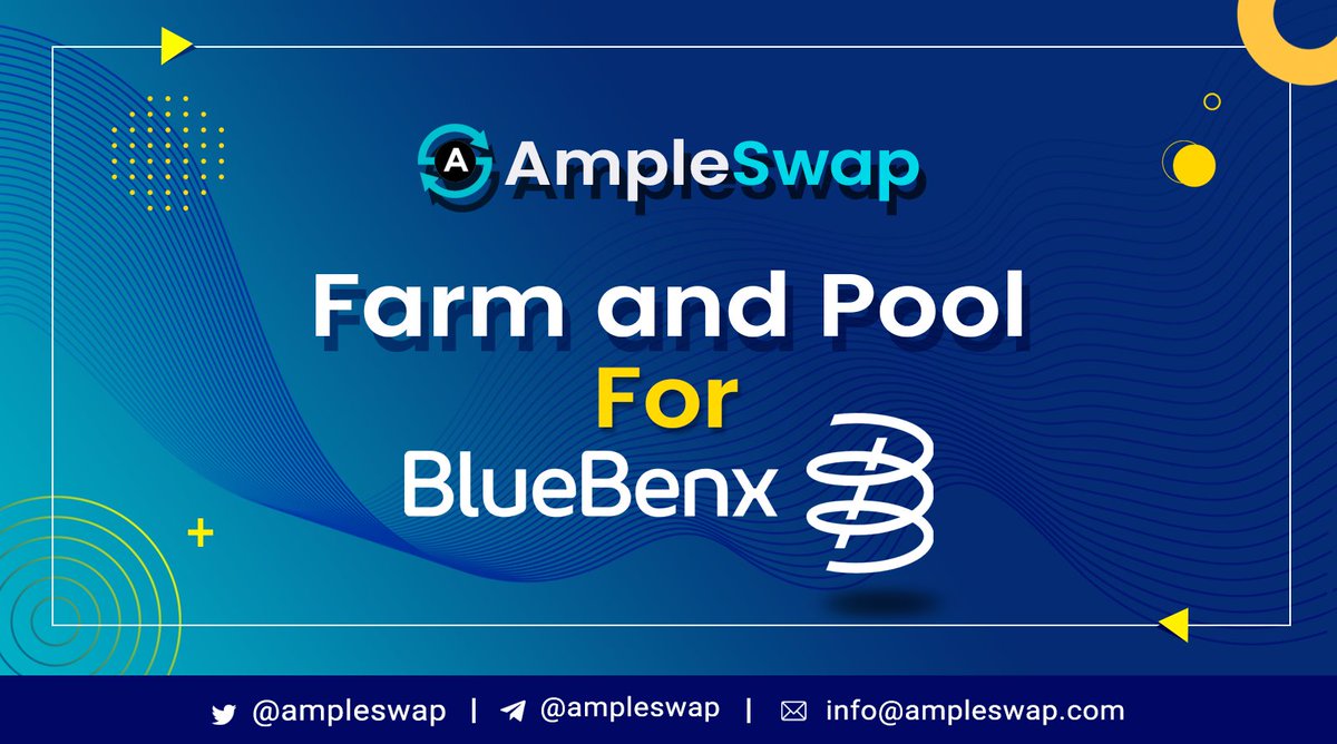 Happy to announce Farm and Pool with <a href="/bluebenx/">BENX</a>

Stake BENX-USDT LP to Earn $AMPLE 
AmpleSwap.com/farms

Stake $AMPLE to Earn $BENX
AmpleSwap.com/pools 

Launch date - 10th Dec22, 6 AM UTC Time
#AmpleSwap #BENX #DEFI #Crypto #DEX #BSCGems