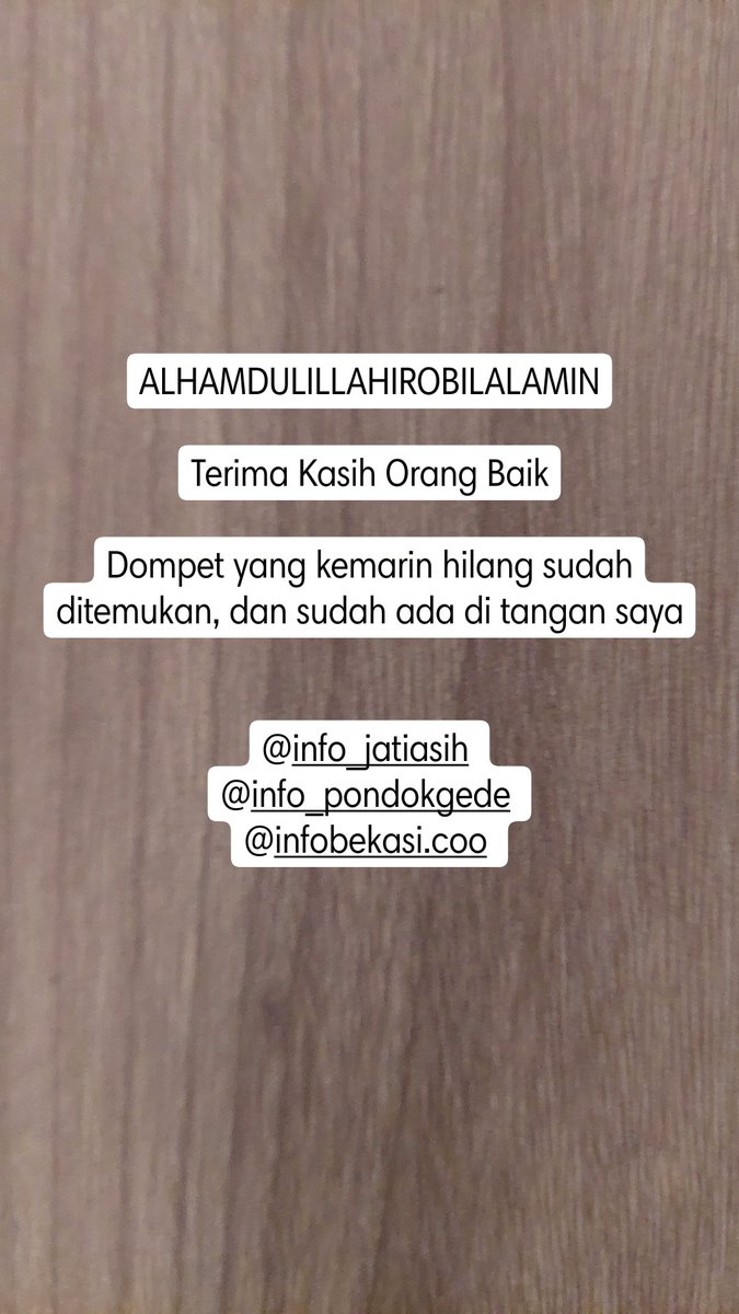 dkpamungkas's tweet photo. Alhamdulillah, sudah ditemukan. Trims @InfoBekasiID @infoJATIASIH @infopondokgede @GDCjatiwarna @kec_jatiasih https://t.co/xc9t6SpHd3