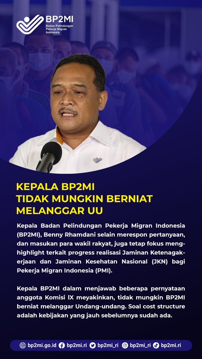 Dari sisi regulasi, dan kendala lapangan juga disampaikan Benny. Tidak hanya itu, Kepala BP2MI juga menyampaikan sejumlah rekomendasi untuk perbaikan. #BennyRhamdaniBerjuangUntukPMI