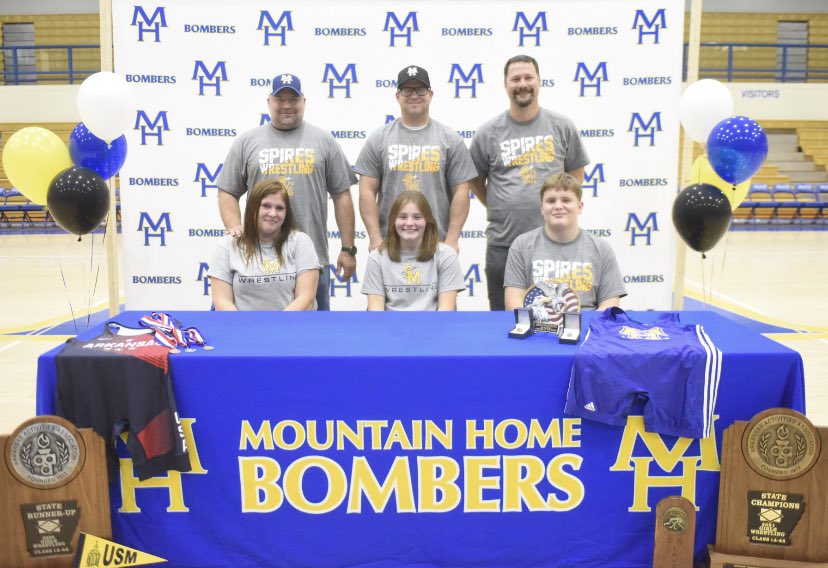 Congratulations Ky Bickford, Emma and Olivia Crabb, Mallorie Drewry and Amelia Frounfelter for signing to further their athletic collegiate career. <a href="/MHBombersAD/">Mitch Huskey</a> <a href="/Dr_JakeLong/">Jake Long</a> <a href="/BombersMh/">Mountain Home Public Schools</a>