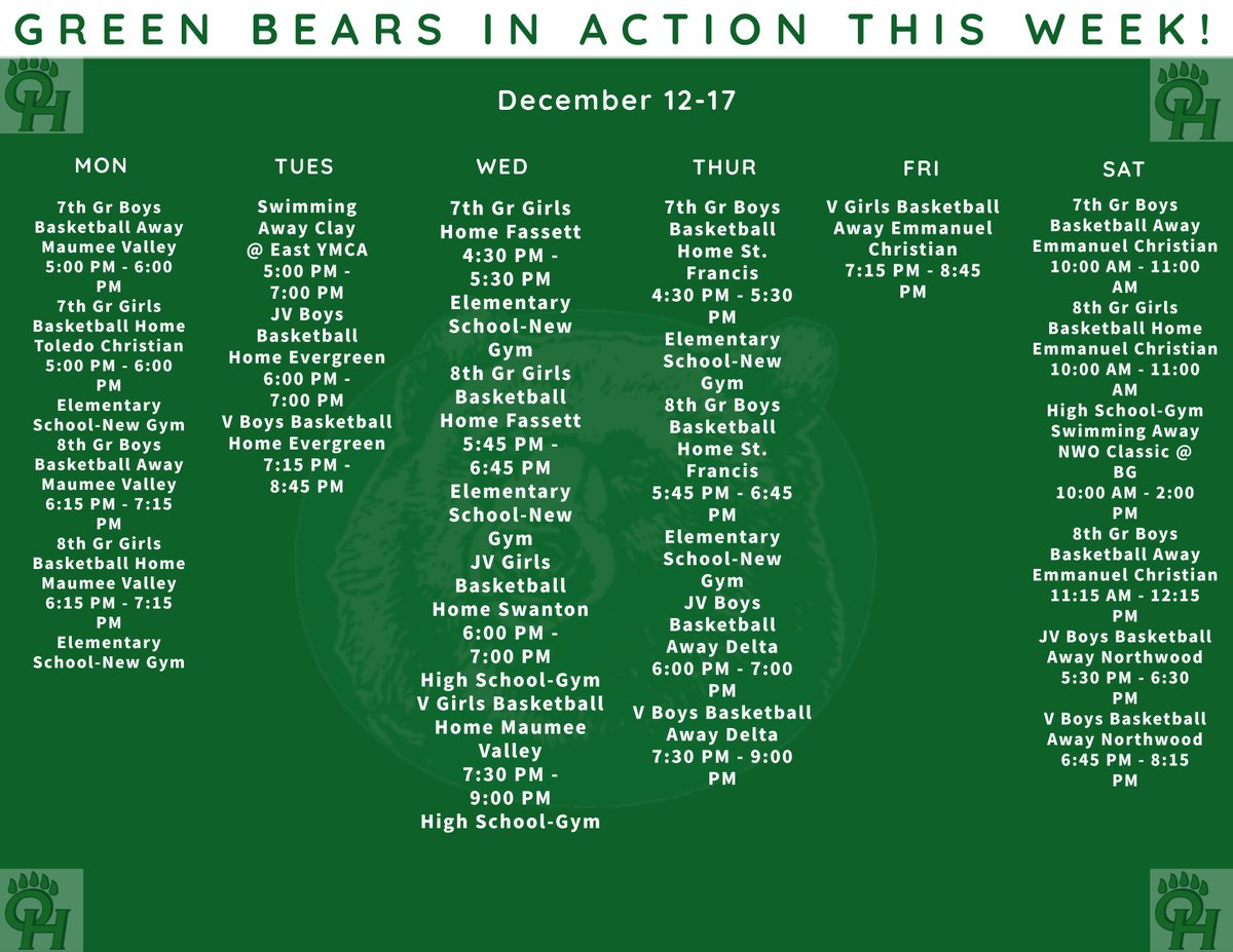 With so many games and meets here in the village and just a short drive away, it's never been easier to get out and cheer on the Green Bears! Go Bears!

jhhs.ohschools.org/athletics/cale…
 
<a href="/GreenBearSports/">OH Athletics</a> <a href="/hills_ottawa/">Ottawa Hills Girls’ Basketball</a> <a href="/HillsBarstool/">OTTAWA HILLS BARSTOOL</a> <a href="/ohschools/">Ottawa Hills Local Schools</a> <a href="/thegreenbearrr/">the big bear on campus</a> <a href="/AdamFineske/">Adam Fineske</a> <a href="/OHHSPrincipal/">Benjamin McMurray</a>