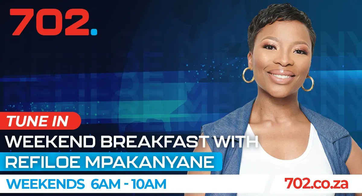 Welcome to #WeekendBreakfast with <a href="/Mpakanyane/">Refiloe Mpakanyane</a> 

 Tune in📻: 92.7 and FM 106

Stream live💻: 702.co.za

DStv📺: Channel 856

Call us on 011 883 0702, Tweet us on <a href="/Radio702/">702</a> or send us a WhatsApp on 072 702 1702.

#WeekendBreakfast 
#702WalkTheTalk