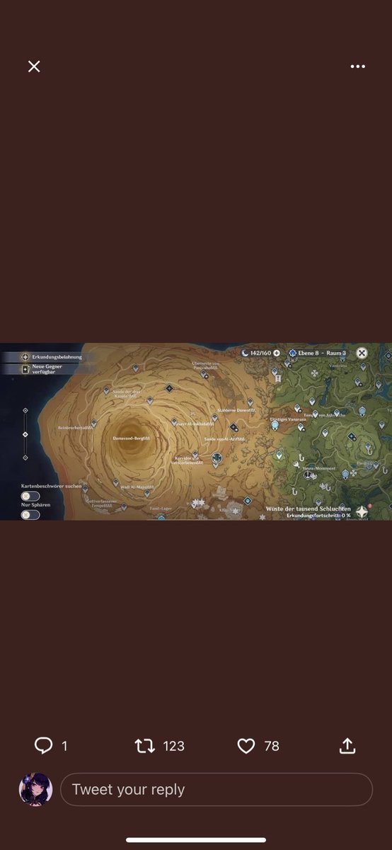 natlanspyro's tweet photo. Genshin 3.4 Leaks:
This is what the 3.4 desert expansion REALISTICALLY looks like in game on the map #GenshinImpact #GenshinLeaks #GenshinSumeru #Sumeru #SumeruDesert #Desert #SumeruLeaks https://t.co/5SdkSGRfow