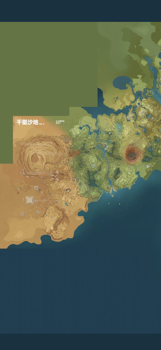 natlanspyro's tweet photo. Genshin 3.4 Leaks:
This is what the 3.4 desert expansion REALISTICALLY looks like in game on the map #GenshinImpact #GenshinLeaks #GenshinSumeru #Sumeru #SumeruDesert #Desert #SumeruLeaks https://t.co/5SdkSGRfow