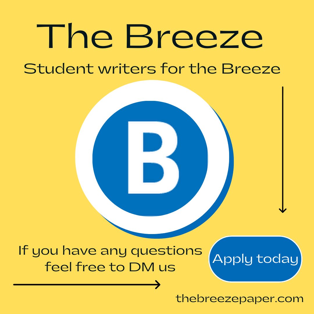 Are you interested in being a writer for The Breeze? Apply for Spring 2023, today! We would love to have you on the team. The link to apply is in our bio!

If you have any questions, feel free to send us a DM! #thebreezepaper #californiacommunitycollege