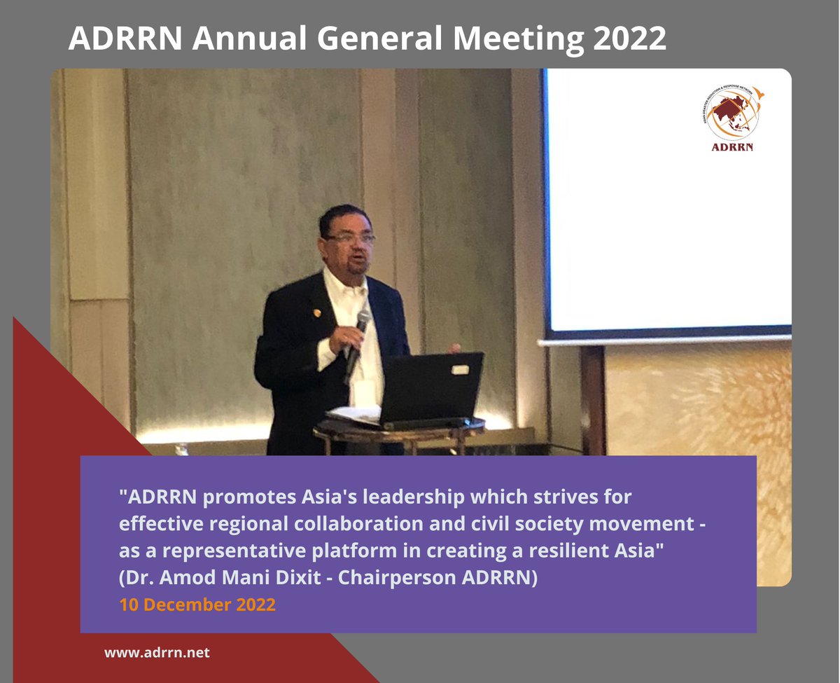ADRRN1's tweet photo. 📣🔊
Today, the start of the ADRRN Annual General Meeting 2022.
🌏
As a regional network with 59 current memberships, ADRRN promotes Asia's leadership which strives for effective regional collaboration &amp; civil society movement.

#adrrn 
#adrrnagm2022 
#resilienceasia 
#RHPW2022 https://t.co/1vUh9crNFp
