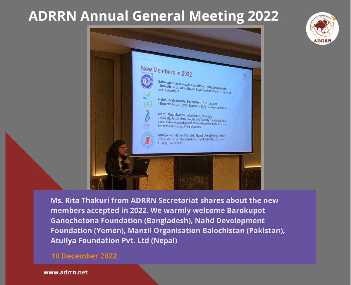 📣🔊
Today, the start of the ADRRN Annual General Meeting 2022.
🌏
As a regional network with 59 current memberships, ADRRN promotes Asia's leadership which strives for effective regional collaboration &amp; civil society movement.

#adrrn 
#adrrnagm2022 
#resilienceasia 
#RHPW2022