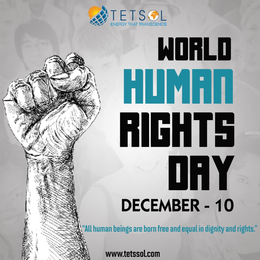 World Human Rights Day 2022
'All human beings are born free and equal in dignity and rights.'
tetssol.com
tetstech.com
.
.
.
.
.
#tets #humanrights #humanity #humanrightsday2022 #worldhumanrightsday #human #humanbeing #humanwealth #solarpowerplant