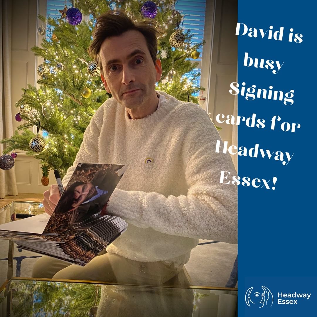 David Tennant signing photos for Headway Essex