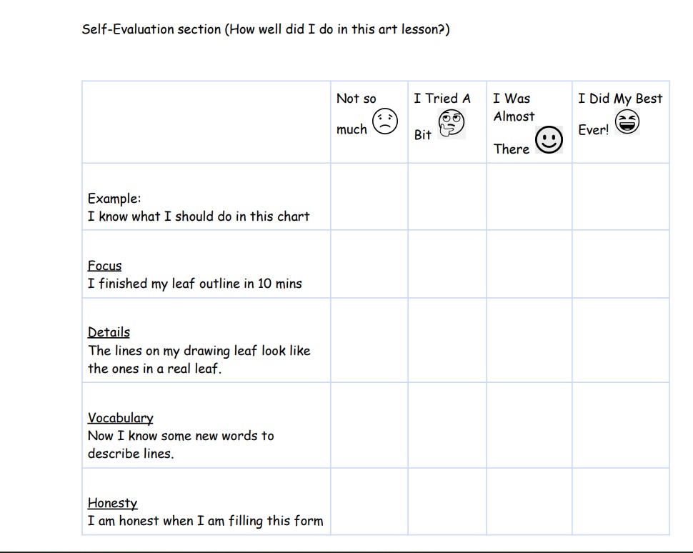 These are my students' works in my art lesson, which aims to learn lines.
I let them observe the leaf and imitate the lines on it.
They also self-evaluated later, which nurtures self-regulated learners. 
Bring nature🍃🌳 into the classroom!