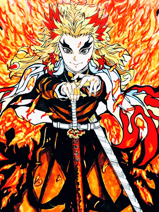 便乗させて貰います 過去絵です! #お前ら推しの映画がテレビ放映するから過去作でもいいから盛り上げようぜ #煉獄杏寿郎 #鬼滅の刃 #過去絵