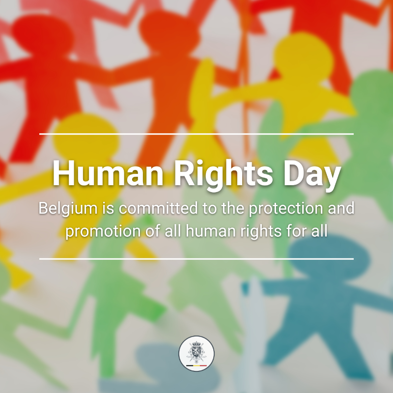 BelgiumMFA's tweet photo. Belgium continues to #StandUp4HumanRights.

⤵️ Read our statement on the occasion of #HumanRightsDay.