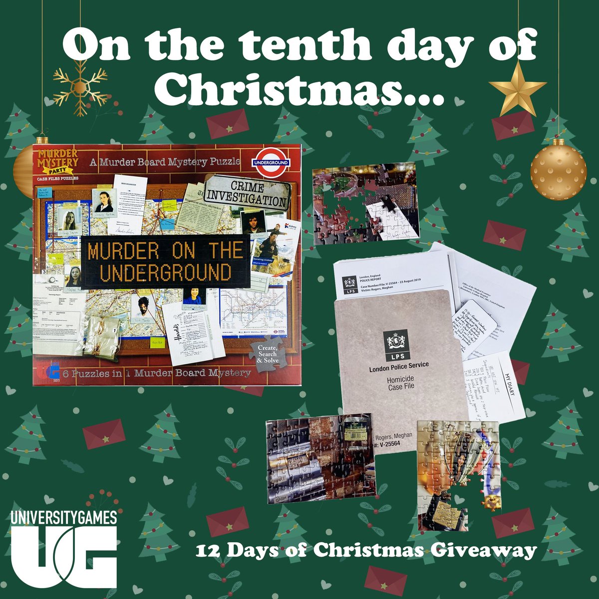 ugames_uk's tweet photo. Day 10 - 12 Days of Christmas Giveaways🎄🎅🏻
To be in with a chance of winning our Murder on the Underground Mystery Puzzle:
• RT &amp; Follow 
• Comment: #12DaysofGiveaways 
Closes: 2pm on 11/12/2022, UK only, Full Ts&amp;Cs on FB &amp; IG #Giveaway #win #GiftIdeas https://t.co/V0MtyKFNh9