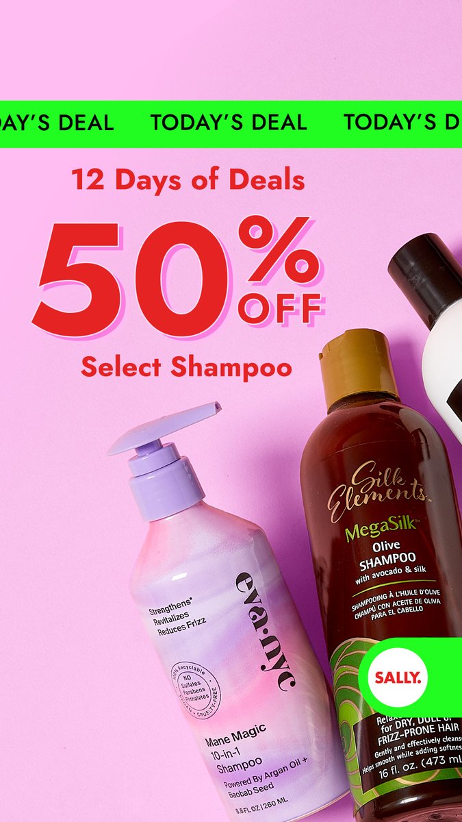 50% off Select Shampoo: sallybeauty.com/coupons