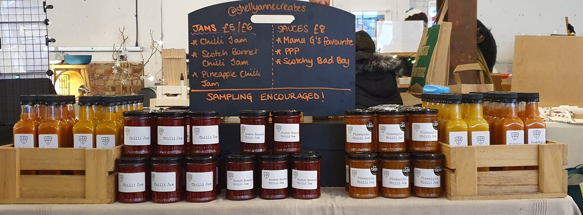 It's nearly 10 &amp; I'm all set up @localmakersmarket so come along and get some heat in this cold! As ever I am a small batch producer so what I have is what I have. 😁

#chilli #chillijam #hotsauce #norwich #christmas #gifts #smallbusiness