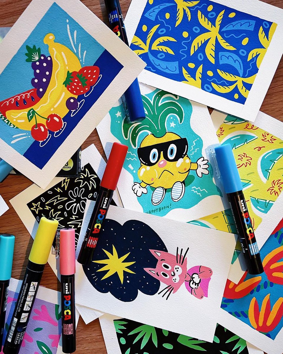 Credit to @happybooonz for these vibrant and creative prints! We love the glossy quality you’ve added to the fruits! Which one is your favourite? 💝 #PenArt #Doodles #POSCA #POSCAart #POSCAPens #PaintPen #ILikeToDoodle #DoodlersDelight #Doodling #Sketching #Drawing #Illustration