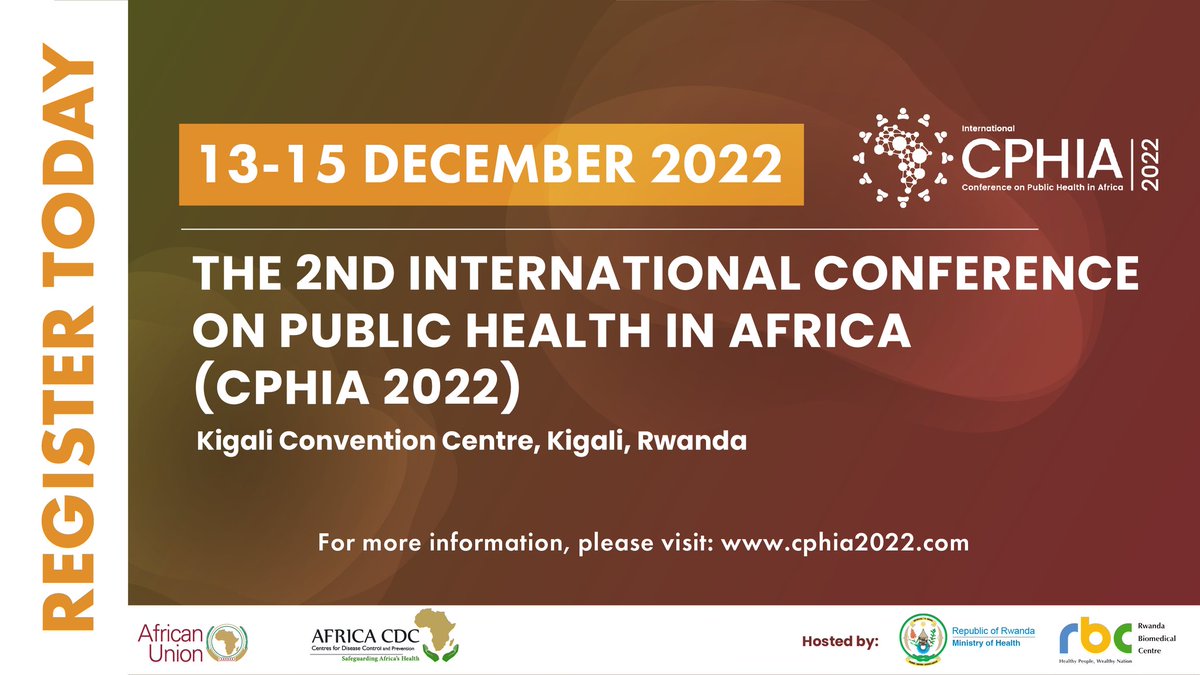 I have registered to attend #CPHIA2022 in Kigali. I hope you'll join us! Check out the website to learn more and register today at cphia2022.com