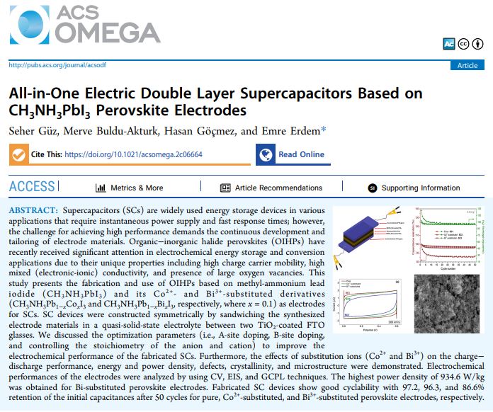 An ideal-like supercapacitor were produced from EDLC design by perovskites. Bi3+ and Co2+ ions boosted the power. Enjoy reading our newest article in in collaboration with @universitemDPU Kutahya University Thanks to: Hasan Göçmez Seher Güz and <a href="/merveakturkphd/">Merve Buldu-Akturk</a>  Merve Buldu-Aktürk