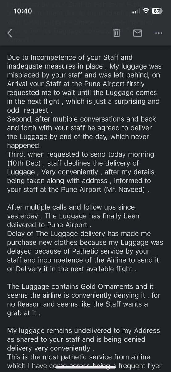 SohanOswal's tweet photo. @GoFirstairways pathetic service by your staff. 
Have been waiting for the baggage since yesterday (9/12/22)morning, which was misplaced due to their irresponsibility. And upon locating the bag, they ask us to come all the way back 20kms just to collect it. 

Can’t you’ll deliver https://t.co/cyeBKcMhTO