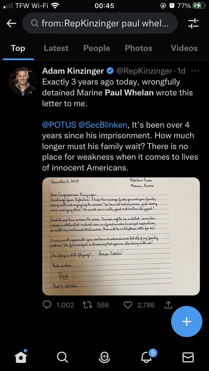 BigRedCeltTT's tweet photo. Fun fact: the first time Adam used Paul Whelan’s name in a tweet was on 7/5/22, because of Griner.
He received this letter three years ago. The only time he tweeted about it was this time, again because of Griner.
Every tweet about Whelan was a reaction to Griner.
#ItsAShow https://t.co/IoDXfwUvLY
