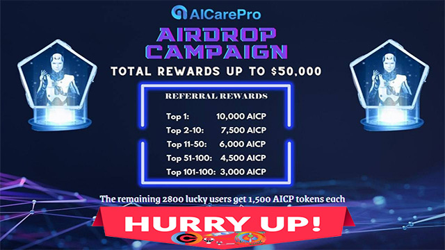CryptoExngIndia's tweet photo. Join #AICarePro #NFT #Airdrop to Get 1500 #AICP Free!
π¨βπΌ Reward: Get 1500 $AICP (8$)
π¨βπ©βπ¦ Referral: Get 3000 $AICP (16$)
βοΈ JOIN NOW: https://t.co/PWHZhM7PeC
#FreeAirdropCrypto #AICareProNFT #NFTs #AICareProAirdrop #AicpAirdrop #NftAirdrop #CryptoAirdrop #Cryptocurrency #Crypto https://t.co/BUT2XTtExz