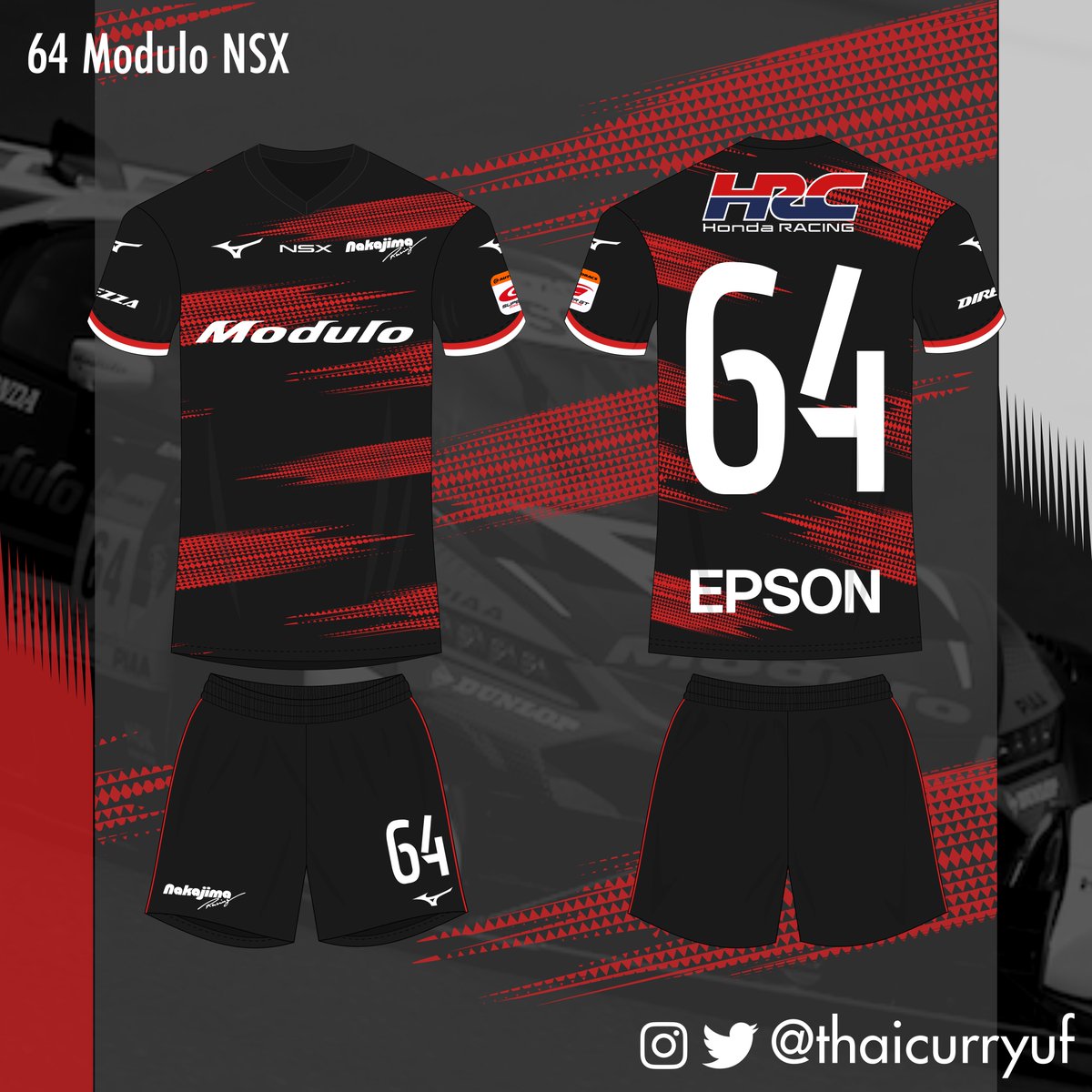 thaicurryuf's tweet photo. SuperGT×Football kit(2022 GT500編)
@nakajimaracing × @MizunoFootball 
64.Modulo NSX
ダンロップの開発も担う500クラスの古豪中嶋レーシングのユニフォームです！
#supergt #nakajimaracing #modulo https://t.co/LNigmGOCWB
