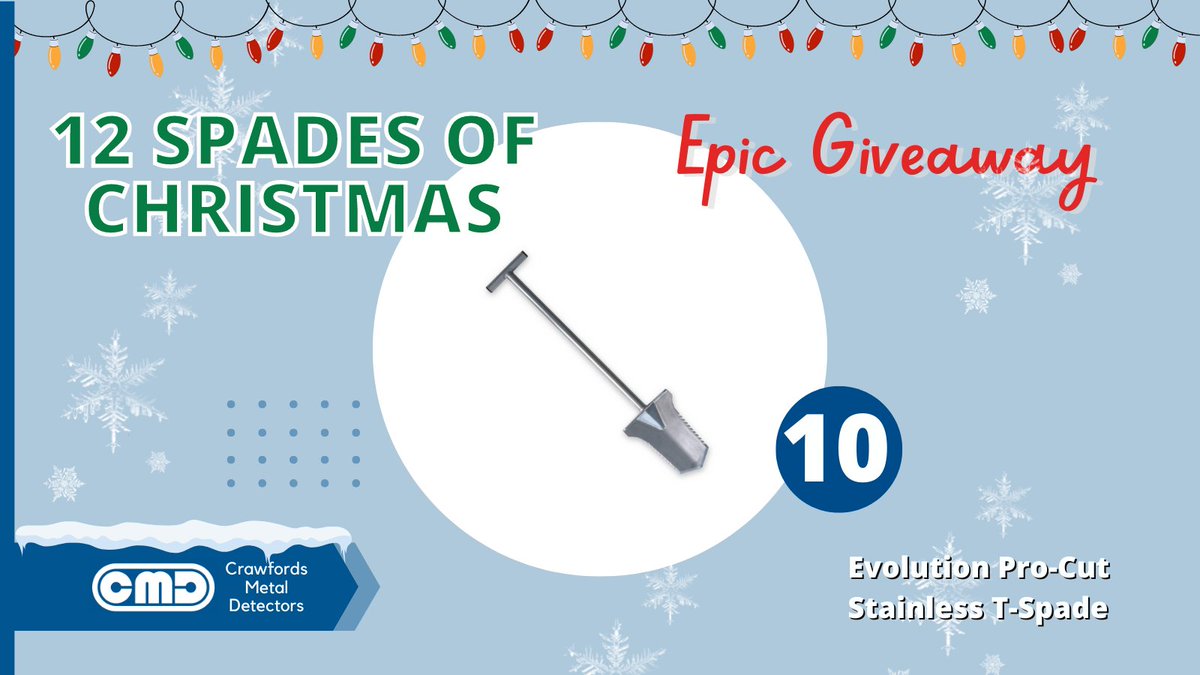 12 Spades of #Christmas!

Win the Evolution Stainless Steel Pro-cut T-Spade
To enter all you have to do is like and retweet this post, and we'll draw the winner tomorrow!
See Facebook for full T’s &amp; C’s
crawfordsmd.com/metal-detectin… 
#metaldetecting #detector #win #christmas