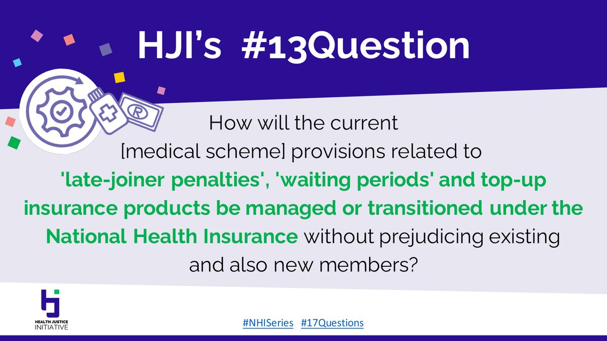 HealthJusticeIn's tweet image. What role will medical schemes have in National Health Insurance?  

Read the HJI’s NHI Issue Paper 1 here: healthjusticeinitiative.org.za/2022/10/24/nhi… 

#13Question
#NHISeries  
#17Questions