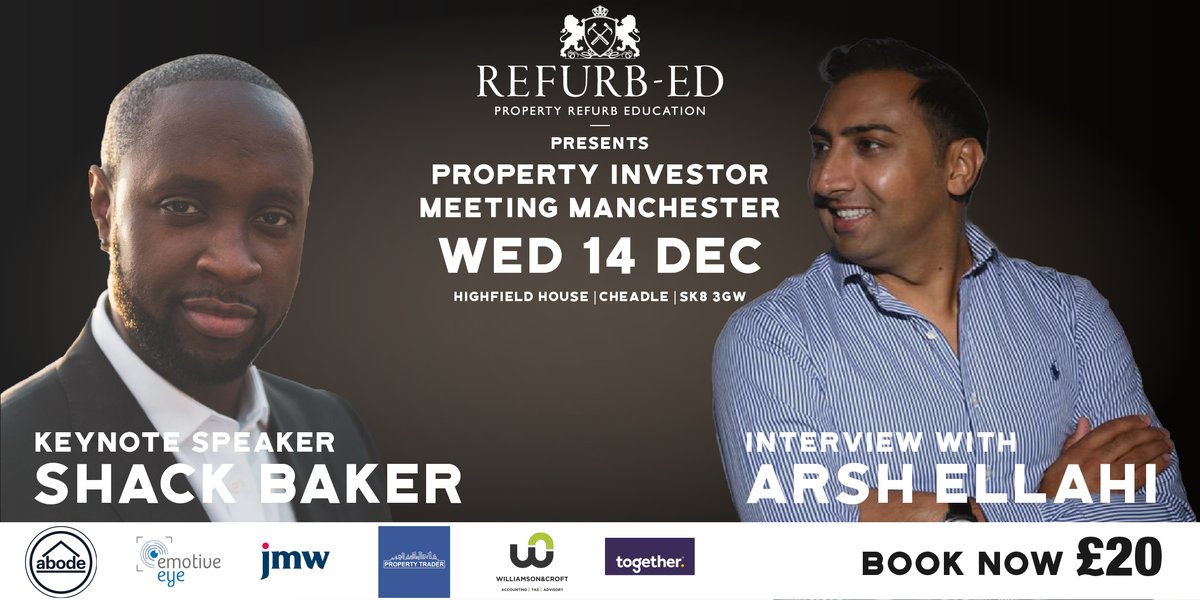 Refurb_Ed's tweet photo. Refurb-Ed present Property Investors Meeting Manchester 14 December 2022
Keynote by @shack_baker
Live Interview @arshellahi
Book Now Link in Bio
#networking #manchester #proprefurbed #propertyinvestor #property https://t.co/hR2CCQ4VsZ