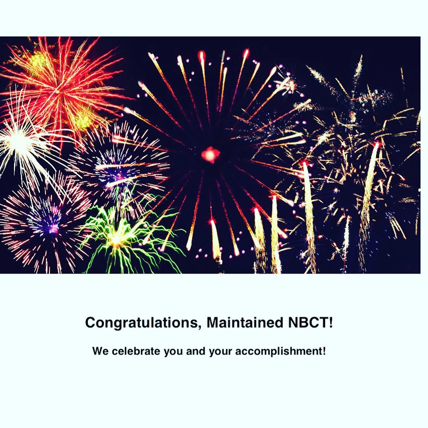 MsCrawford101's tweet photo. Last time I can certify unless I return to the classroom. But for now I’m proud to say I’m still a national board certified teacher! @NBPTS #NBCTstrong #learner4life #nationalboards https://t.co/foZOERRuMc