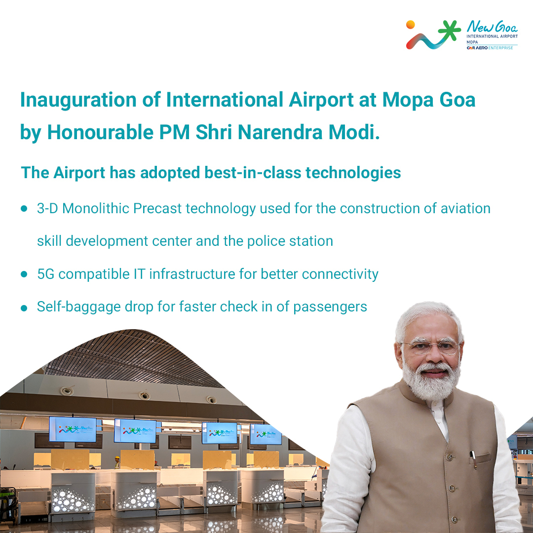 miagoaairport's tweet photo. We welcome, Honourable Prime Minister Shri Narendra Modi to inaugurate the New International Airport at Mopa Goa.

@narendramodi @PMOIndia @DrPramodPSawant @RGIAHyd @DelhiAirport 

#newinternationalairportinauguration #PMInauguratesNewGoaAirport
#PrimeMinister https://t.co/IgujeVKhBe
