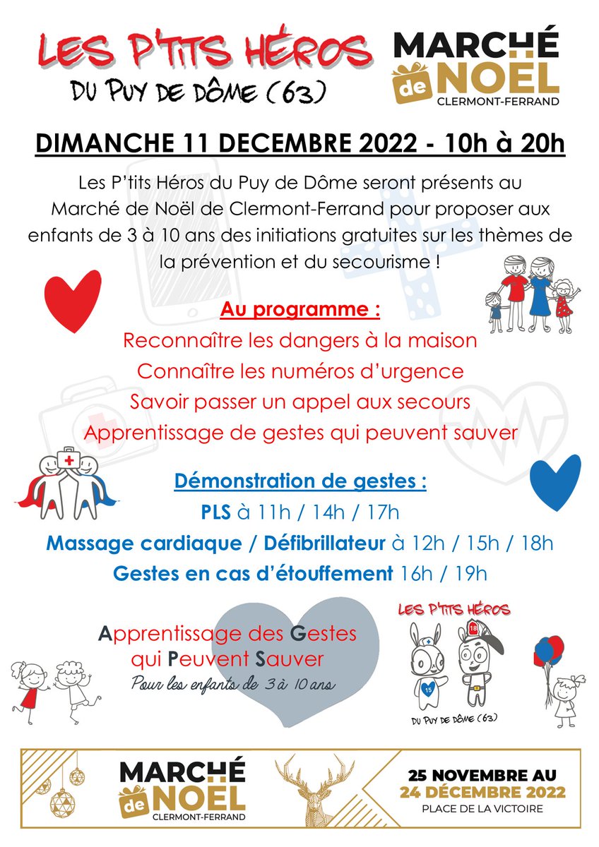 ⛑️ Durant tout le week-end, profitez d'une formation aux gestes qui sauvent avec Croix Blanche des Volcans et les Ptits Héros du Puy de Dôme ! Des ateliers sont proposés pour les adultes comme pour les enfants, rendez-vous au Chalet des Animations pour les découvrir !