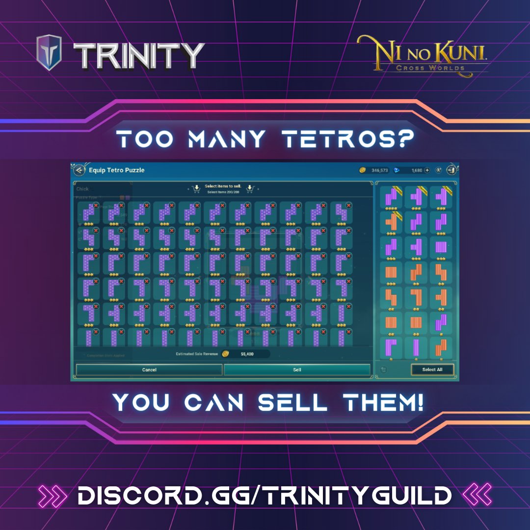 TrinityGuildPH's tweet photo. Worried that you have too many tetros?💬

Here is a tip to use if you have encountered this issue!👇

#TrinityGuildPH #NiNoKuni #playtoearn #p2egame #tips https://t.co/SfpQY5A0lQ