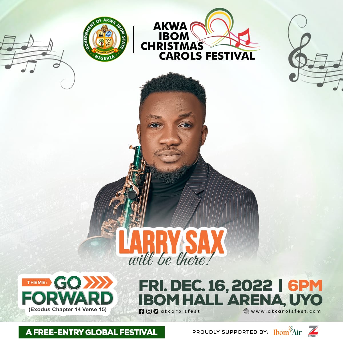 Experience Praise like never before with <a href="/larrysax/">Laurence Sax</a> this December at the Akwa Ibom Christmas Carols Festival 2022. God bless you as you plan to attend.

#AKCAROLSFEST2022 #GOFORWARD #EXPECTMORE 
Cc. <a href="/asterizzle/">asteroid bassey</a> <a href="/akcarolsfest/">Akwa Ibom Carols Festival</a>