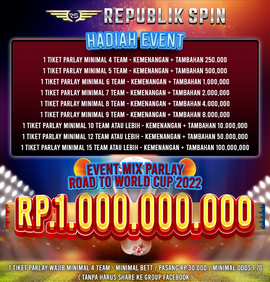 BonusNewMember's tweet photo. EVENT PARLAY ROAD TO WORLD CUP 2022 #REPUBLIKSPIN
🌑 L1NK D4FTAR 👇👇 https://t.co/1NDF6lkfAT
HADIAH EVENT S/D 1 MILYAR RUPIAH
#Parlay #events #WorldCup #WorldCup2022 #Airdrops #WorldAIDSDay #WorldCupFantasy #PialaDunia2022 #PialaDuniaQatar2022 #slotgacorhariini #slot #gameslot https://t.co/4omHJImVqU