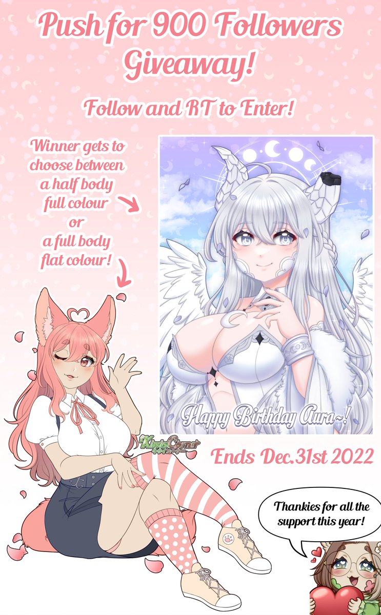 The end of the year is coming up! you know what that means?

GIVEAWAY TIME!✨

I'm trying to get to 900 followers here on Twitter and I wanna do another giveaway!

All you gotta do is:
* Be following me
* Retweet this post
(optional tag a friend!)

#artgiveaway #Vtubers #Giveaway