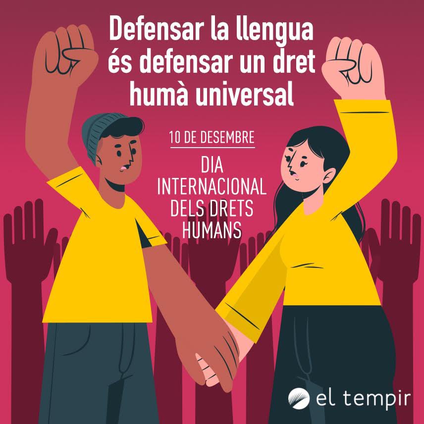 ElTempirdElx's tweet photo. Hui, Dia Internacional dels DH, cal recordar que els #DretsLingüístics ni són drets menors ni secundaris. I sense drets no hi ha llengües. Treballem tots per una societat civil organitzada i autònoma en defensa del valencià quan els governs estatal i autonòmic no els garanteixen. https://t.co/k8IofklHBE