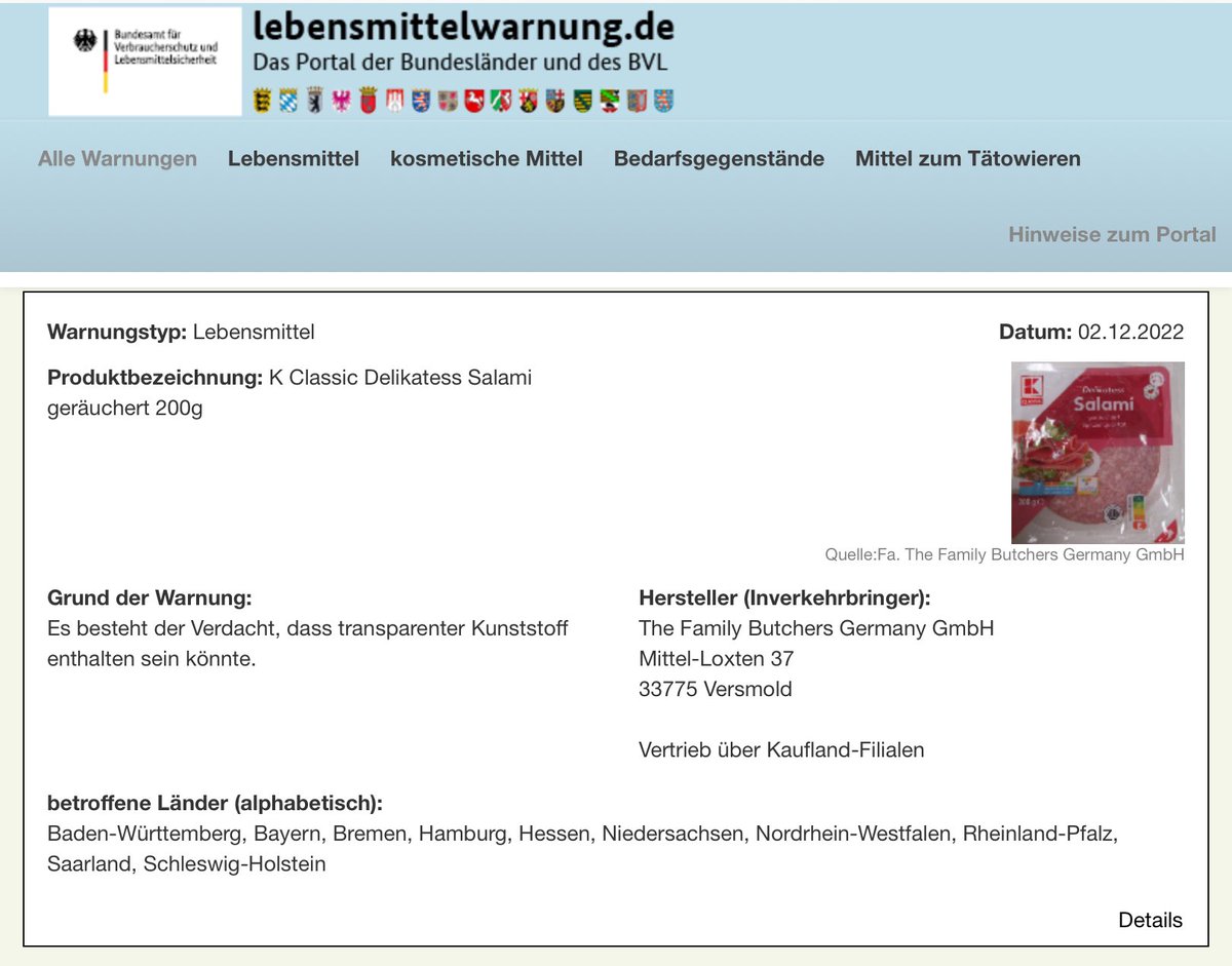 Rueckrufportal's tweet photo. #RÜCKRUF | #WARNUNG | Stell Dir vor, für ein (bestätigterweise) BUNDESWEIT verkauftes Lebensmittel, von dessen VERZEHR ausdrücklich ABGERATEN wird, gibt es seit über einer Woche einen Produktrückruf und in 6 Bundesländern (BB, BE, MV, SN, ST, TH) kriegt davon keiner etwas mit https://t.co/Ahd7Jqlxz2