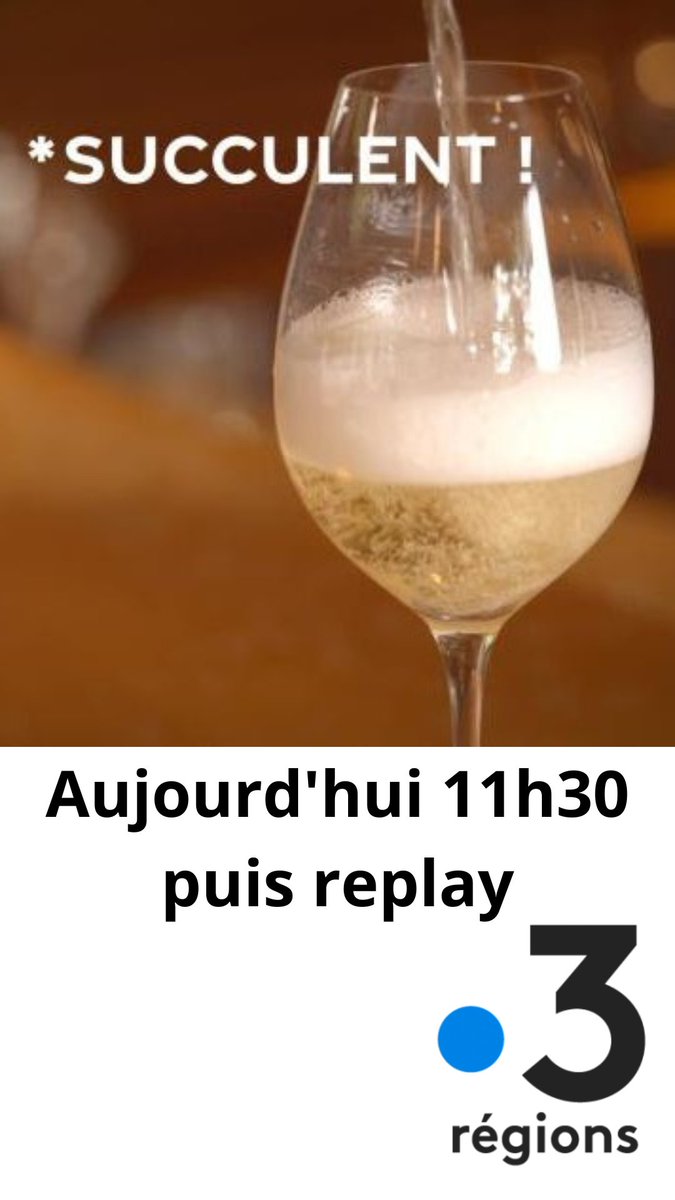 SUCCULENT ! RV à 11h30 sur <a href="/France3CA/">France 3 Champagne-Ardenne</a> puis en replay 
👍4 savoureux reportages sur le #Champagne 🍾 dont  
✨La #Tonnellerie de Champagne et l’influence aromatique des #chênes sur les #vins  
✨ le chef ** #PhilippeMille avec un Saint-Pierre cuit sur une #douelle de champagne