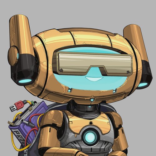 #NewNFTProfilePic of my brand new forever lil homie/sidekick! @inhabitants_ DOT 🤖

Gold armor on Gold Shades cuzzz the future is tooooo BRIGHT 😎

It's definitely the brains of this operation 🙏