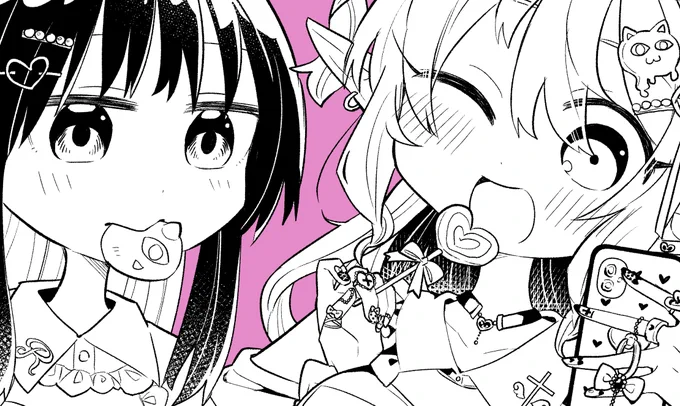 今描いてる回のトビラ絵が可愛いのでチラ見せ #おかしなエルフと女子高生 
