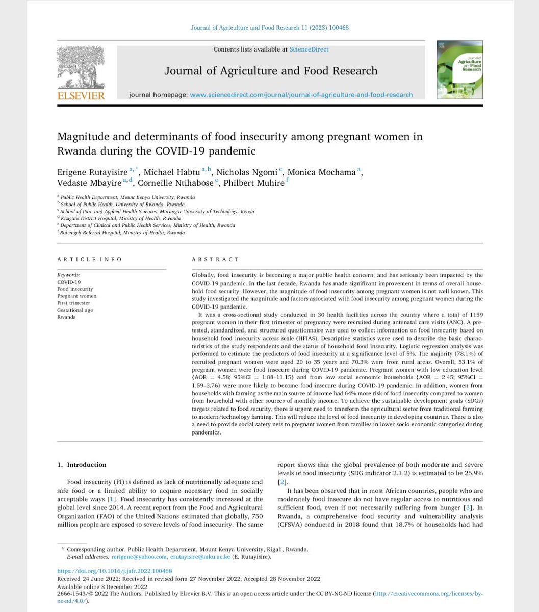 Prof. Rutayisire Erigene (@rerigene) on Twitter photo The first paper from our research Project is published. We @MountKenyaUniRw gratefully and acknowledge the funds received from NCST <a href="/ScienceTechRw/">National Council for Science and Technology (NCST)</a> through Excellent Research Grant The first paper from our research Project is published. We @MountKenyaUniRw gratefully and acknowledge the funds received from NCST <a href="/ScienceTechRw/">National Council for Science and Technology (NCST)</a> through Excellent Research Grant