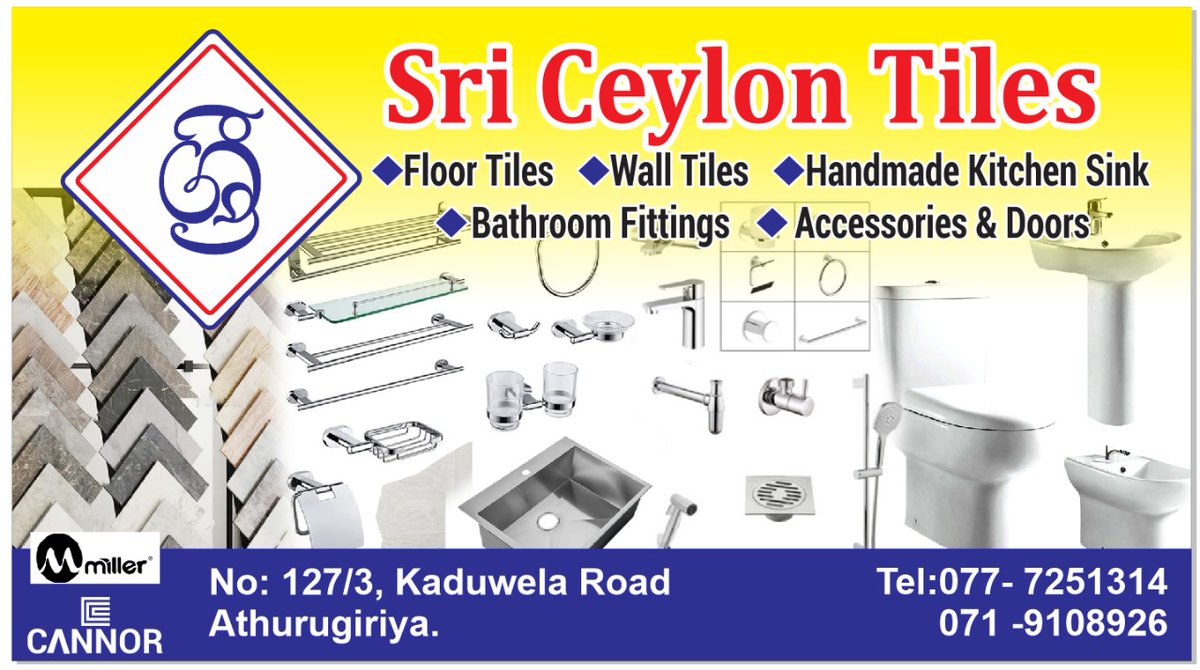 sriceylonp's tweet photo. Ho Ho Ho 🎄🎅 It's X'mas news!!!
We have expanded our services. You can get Ties, bathroom accessories, fittings and sinks from our new Tile and fittings shop Sri Ceylon Tiles. 
Visit us👇
No. 127/3, Kaduwela road, Athurugiriya Town
071 910 8926/ 077 725 1314 https://t.co/Lh3npYJet5