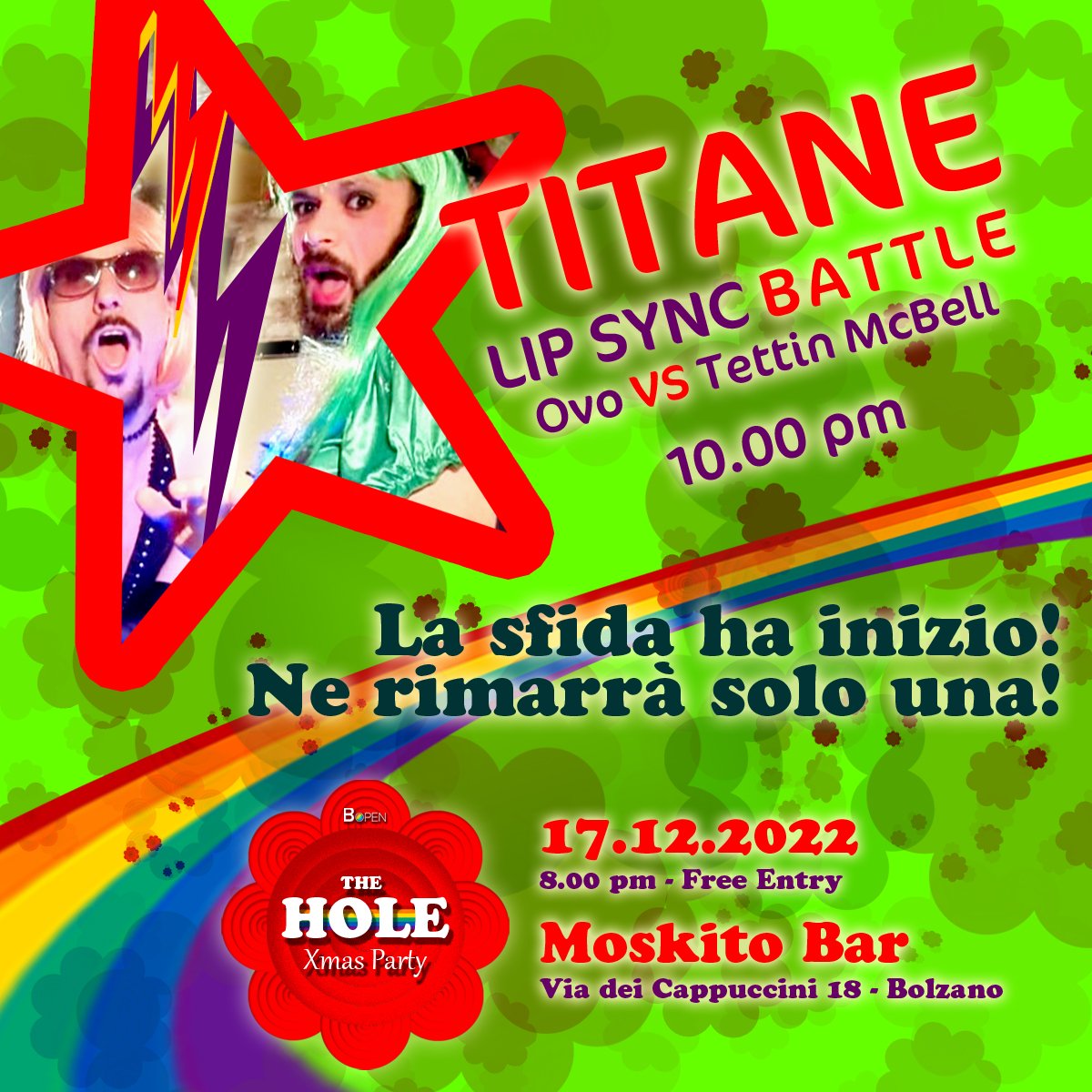 Bolzanoopen's tweet photo. SABATO 17 DICEMBRE! Chi vincerà la sfida? Ote 20.00, Moskito Bar in via Cappuccini 18! La serata LGBT+ di Bolzano in versione Xmas Party!
FREE ENTRY!
❤️🧡💛💚💙💜
@Bolzanoopen @OvoGenesi @TheMissLiquid @K_dunpezzo #aperitivo #lgbtq #bolzano #byourself #btogether #xmasparty https://t.co/hcKqGjAhAG